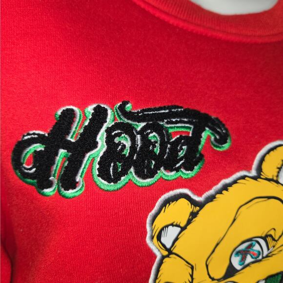 Bleeker & Mercer Mens Medium Pullover Sweatshirt Red Hood Grown Bear Streetwear - Picture 4 of 11